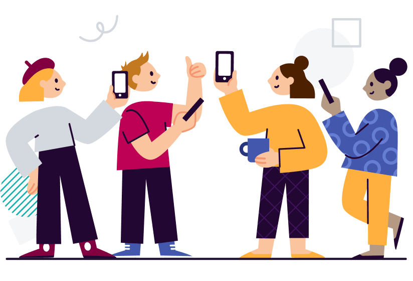 Image of a group of cartoon people, representing the need to start marketing early during peak season