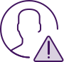 An illustration of a head shape with an exclamation mark inside a triangle