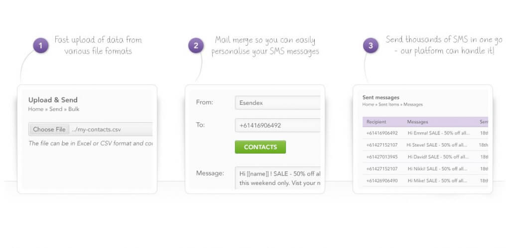 Illustrated screenshot of how to do a bulk SMS send