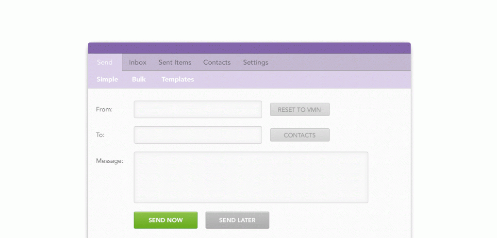Illustration on how to send SMS from our online platform Echo