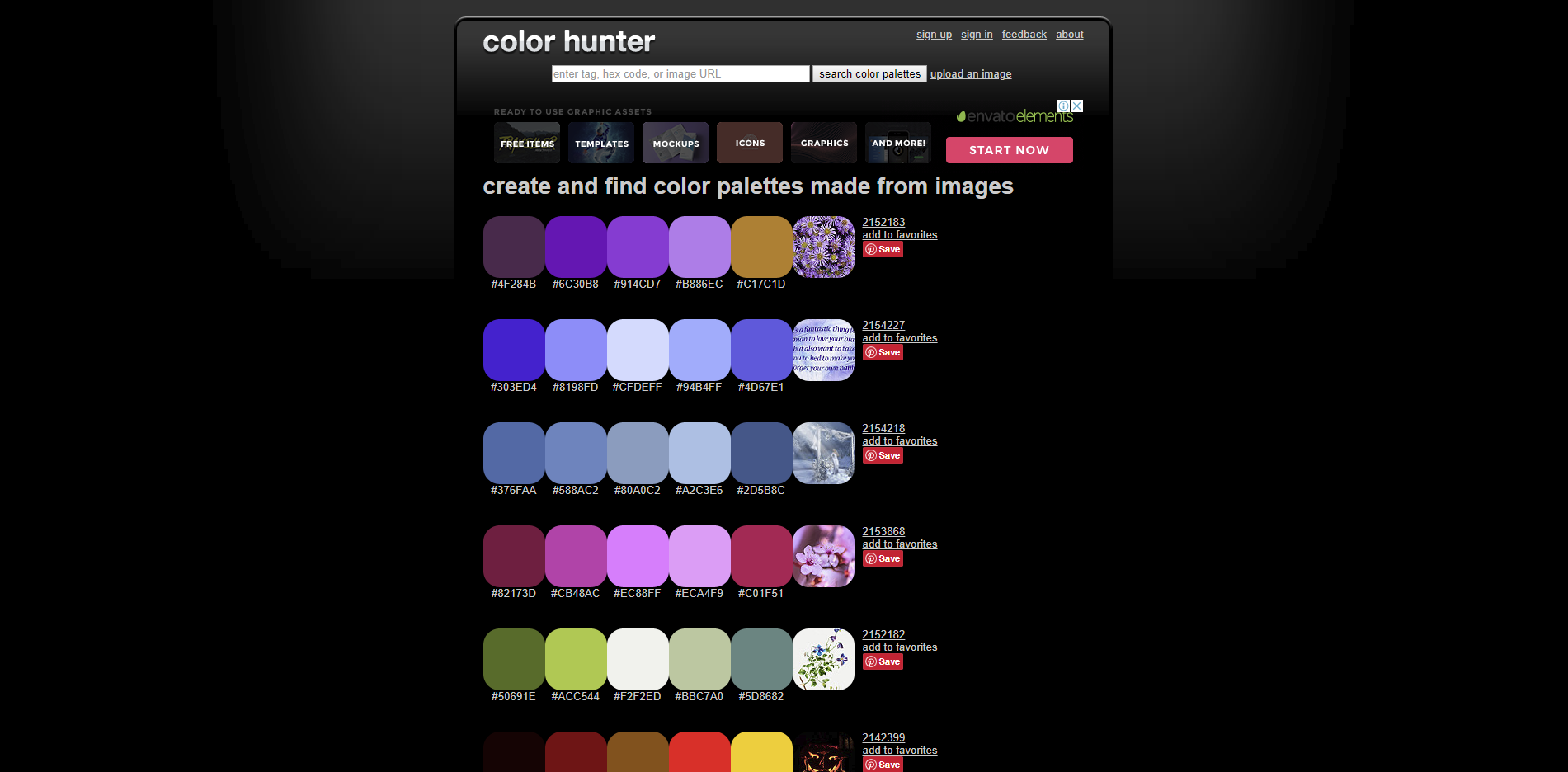 Free colours suggestions tool - Colour Hunter