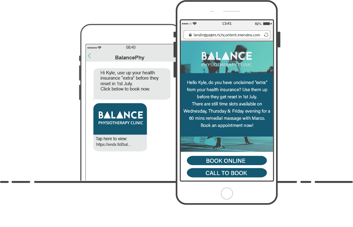 Demo on how health practitioners can use SMS Landing Pages to encourage booking