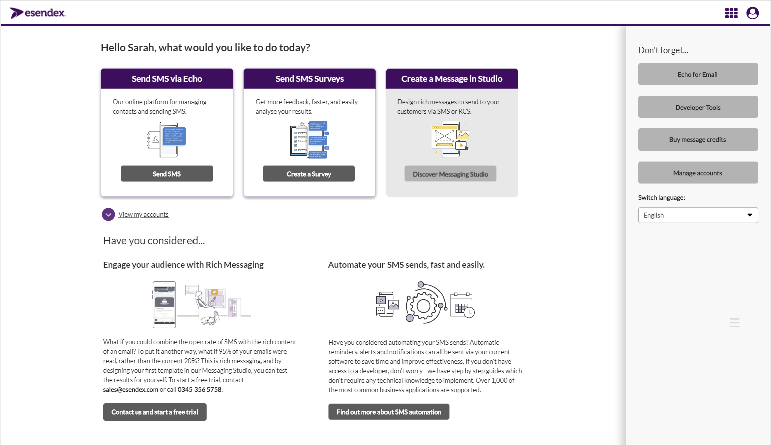 Our web SMS portal Echo is having a re-skin