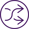 An illustration of two arrow lines cross over each other inside a circle