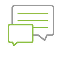 An icon of one big and one small speech bubbles