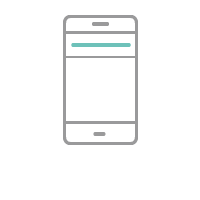 An illustration of a mobile phone with a light blue line at the top of the screen