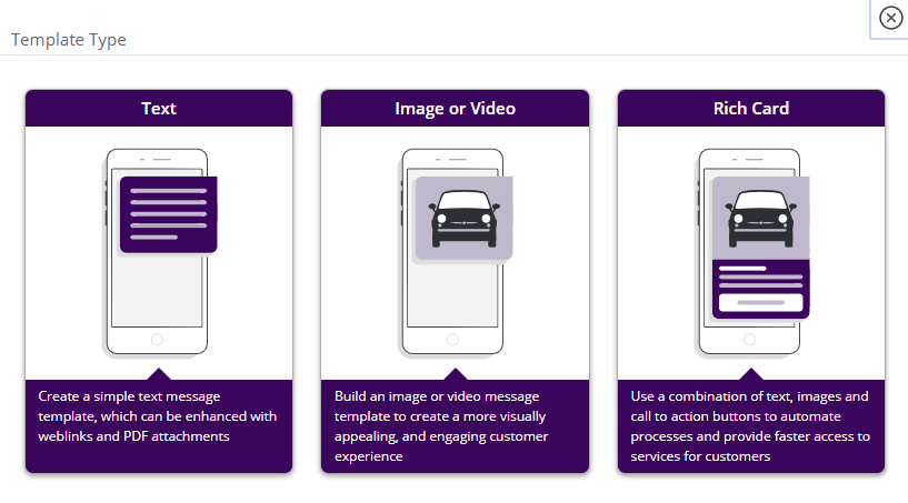 3 templates type in Messaging Studio