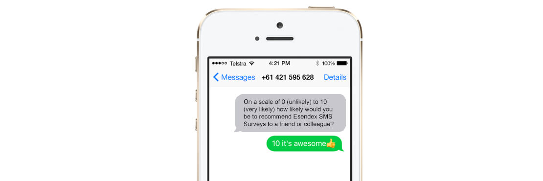 An example of SMS surveys response with emoji