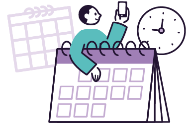 Illustration showing clock and calendar demonstrating potential time saved