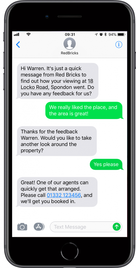 feedback sms for estate agents