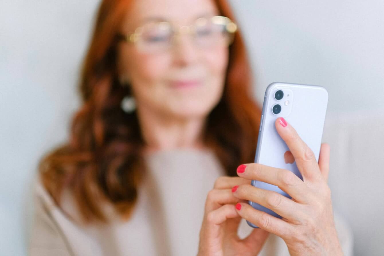 A woman using her phone
